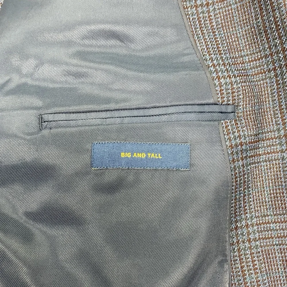 Stafford Jacket Mens 54R Blue 2 Blazer Glen Plaid Wool Blend Sport Coat